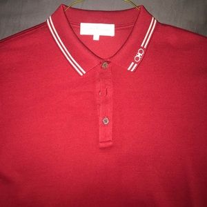 Red Salvatore Ferragamo Polo w Gray logo on Neck